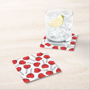 Posavasos Cuadrado De Papel Piruetas Rojas, Piruetas de Corazón, Patrón de Pir