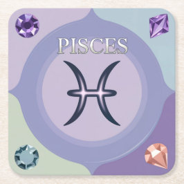 Posavasos Cuadrado De Papel Pisces Gemstones Glyph Coaster Set
