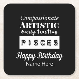 Posavasos Cuadrado De Papel Pisces Zodiac Características del Divertido Cumple