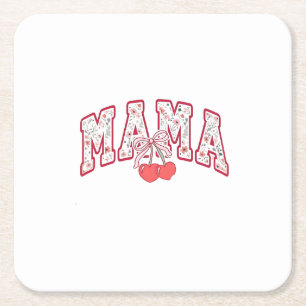 Posavasos Cuadrado De Papel Piso de Día de la Madre Mama est 2025 Coquette
