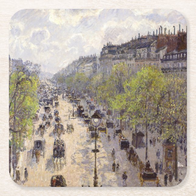 Posavasos Cuadrado De Papel Pissarro - Boulevard Montmartre, primavera (Anverso)