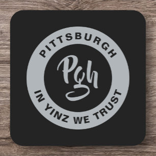 Posavasos Cuadrado De Papel Pittsburgh Sports Yinz Personalizado Barware Squar