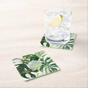 Posavasos Cuadrado De Papel PixDezines Monstera Variado Follaje Tropical