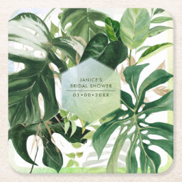 Posavasos Cuadrado De Papel PixDezines Monstera Variado Follaje Tropical
