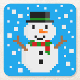Posavasos Cuadrado De Papel Pixel Art SNOWMAN 3