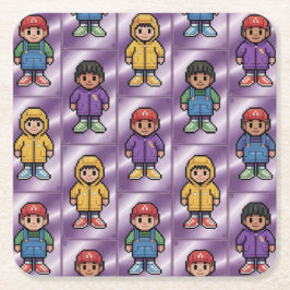 Posavasos Cuadrado De Papel Pixel Pals Kids Coaster Set