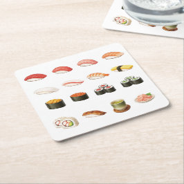 Posavasos Cuadrado De Papel Pixel Sushi Coaster – Japanese Food Design
