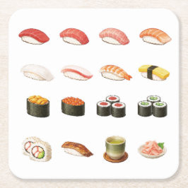 Posavasos Cuadrado De Papel Pixel Sushi Coaster – Japanese Food Design