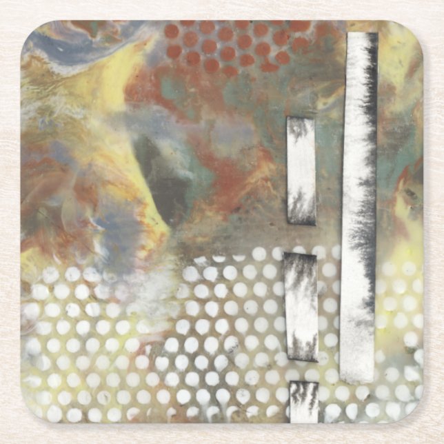 Posavasos Cuadrado De Papel Píxeles desangrados II (Anverso)