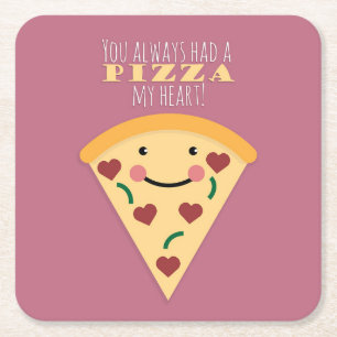 Posavasos Cuadrado De Papel Pizza My Heart