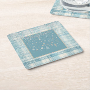 Posavasos Cuadrado De Papel Placa azul