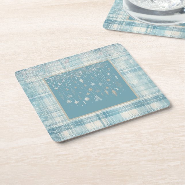 Posavasos Cuadrado De Papel Placa azul (En perspectiva)