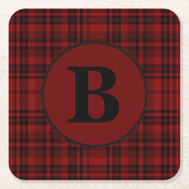 POSAVASOS CUADRADO DE PAPEL PLACA COMPROBADA DE GINGHAM ROJA (Anverso)