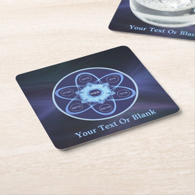 Posavasos Cuadrado De Papel Placa de émbolo cuadrado azul (En perspectiva)