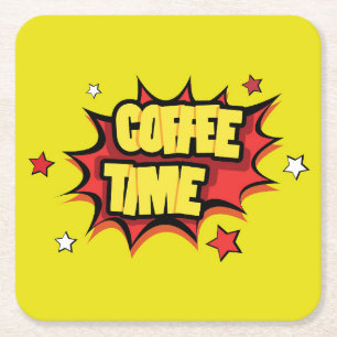 Posavasos Cuadrado De Papel Placa de tiempo de café