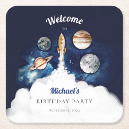 Posavasos Cuadrado De Papel Placas de papel para galaxias de los planetas de c