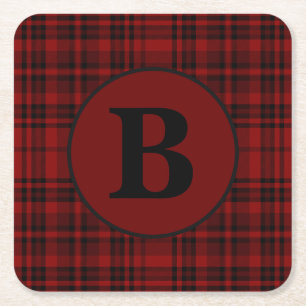 POSAVASOS CUADRADO DE PAPEL PLAID CHECK RED FARMHOUSE