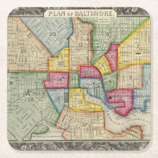 Posavasos Cuadrado De Papel Plan de Baltimore