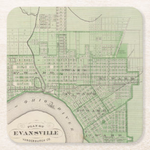 Posavasos Cuadrado De Papel Plan de Evansville, Vanderburgh Co
