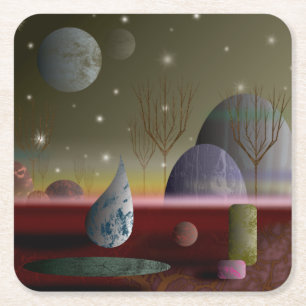 Posavasos Cuadrado De Papel Planeta De Las Máquinas De Papel De Las Formas