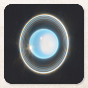 Posavasos Cuadrado De Papel Planeta Urano con Rings JWST Image