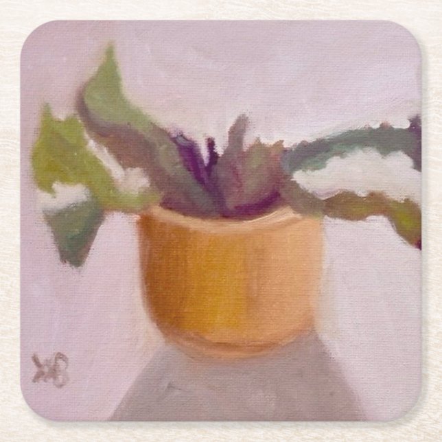 Posavasos Cuadrado De Papel Planta Cactus (Anverso)