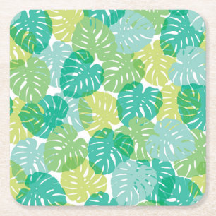 Posavasos Cuadrado De Papel Planta de queso exótico: Monstera tropical