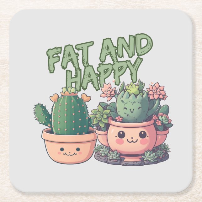 Posavasos Cuadrado De Papel Plantas suculentas (Anverso)