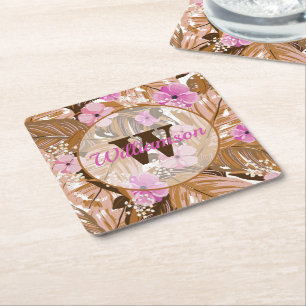 Posavasos Cuadrado De Papel Plantas tropicales