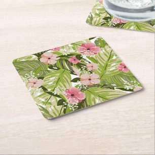 Posavasos Cuadrado De Papel Plantas tropicales