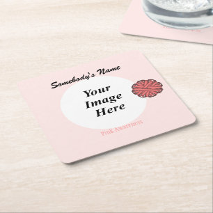 Posavasos Cuadrado De Papel Plantilla de cinta de flor rosa por Kenneth Yoncic