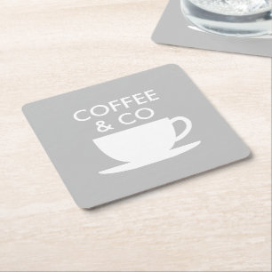 Posavasos Cuadrado De Papel Plantilla de logotipo de negocio de café moderno p