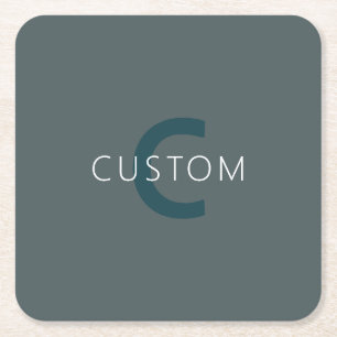 Posavasos Cuadrado De Papel Plantilla de monograma personalizable con estilo