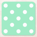 Posavasos Cuadrado De Papel Plantilla elegante de puntos blancos verdes clásic<br><div class="desc">Clásica Mint Green Dots Elegante Plantilla Cuadrada De Papel.</div>
