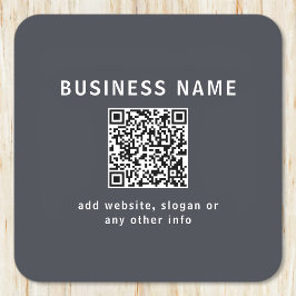 Posavasos Cuadrado De Papel Plantilla simple para su código QR | Gris oscuro