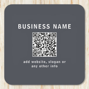 Posavasos Cuadrado De Papel Plantilla simple para tu código QR Gris oscuro
