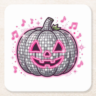 Posavasos Cuadrado De Papel Plato de fiesta de Halloween de calabaza disco ros