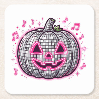 Posavasos Cuadrado De Papel Plato de fiesta de Halloween de calabaza disco ros