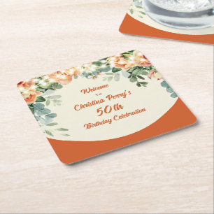 Posavasos Cuadrado De Papel Platos de papel elegantes florales para cumpleaños