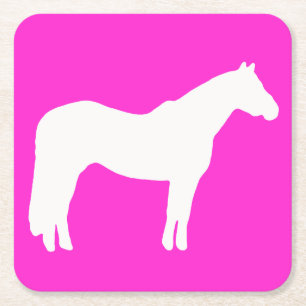 Posavasos Cuadrado De Papel Platos Temáticos de Fiesta de Caballos Fácil Limpi
