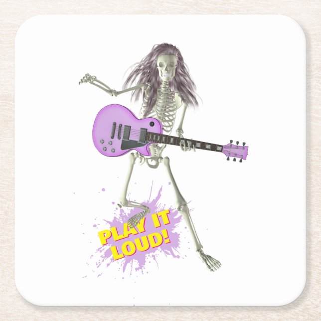 Posavasos Cuadrado De Papel Play It Loud!  (Anverso)