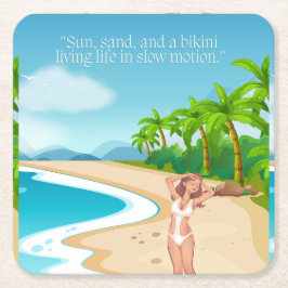 Posavasos Cuadrado De Papel playa