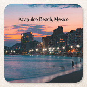 Posavasos Cuadrado De Papel Playa Acapulco, México