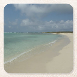 Posavasos Cuadrado De Papel Playa de Aruba II Bonita Escena Natural