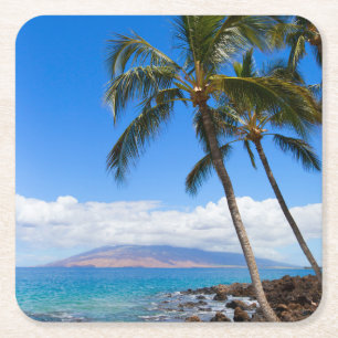 Posavasos Cuadrado De Papel Playas tropicales Isla Maui Hawaii