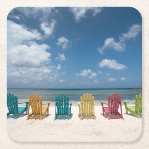 Posavasos Cuadrado De Papel Playas tropicales Palm Beach, Aruba