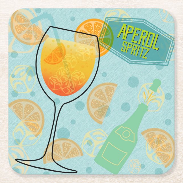 Posavasos Cuadrado De Papel Plaza Aperol Spritz (Anverso)