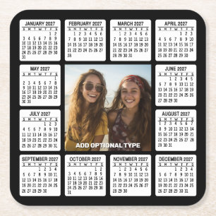 Posavasos Cuadrado De Papel Plaza del Calendario con Foto en el Centro