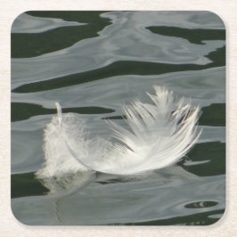 Posavasos Cuadrado De Papel plumas blancas de bonito