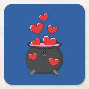 Posavasos Cuadrado De Papel Poción de amor de corazón